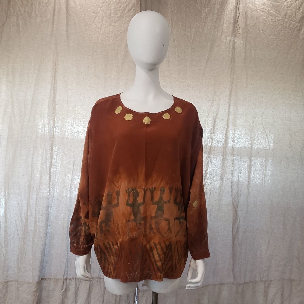 Laise Adzer Silk Native/ South Western/ Aztec Print Top